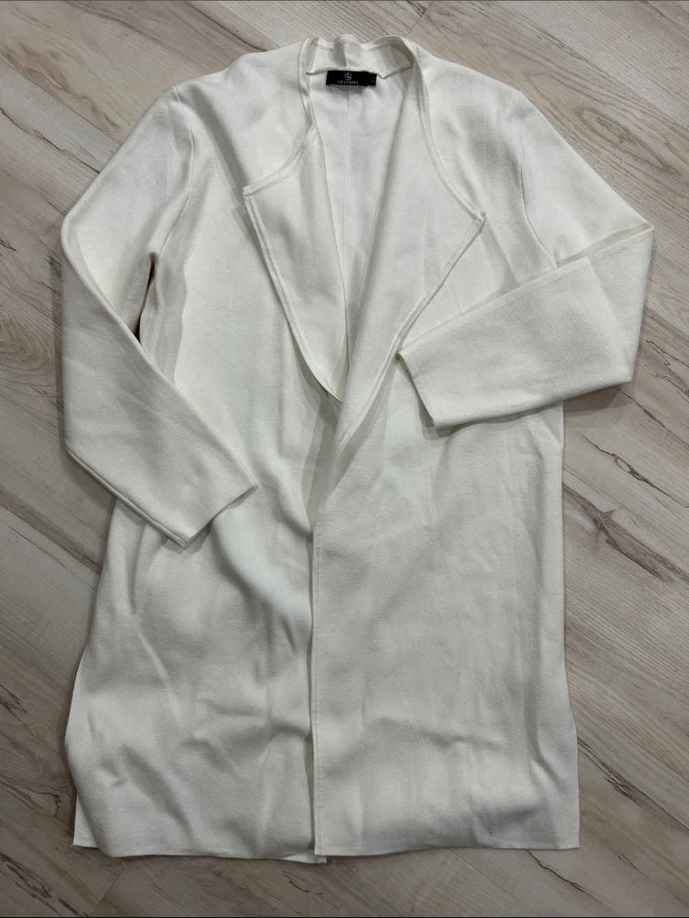 LILLUSORY Open-Front Longline Cardigan Sweater in White